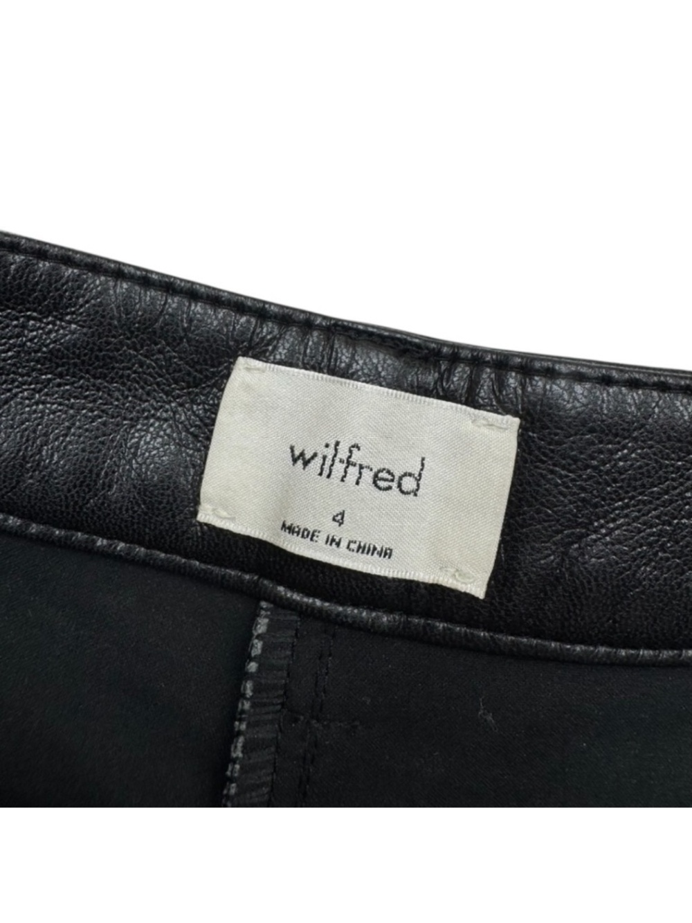 Wilfred Aritzia Black Faux Leather High Rise Straight Leg Pants Size 4 - Picture 3 of 10